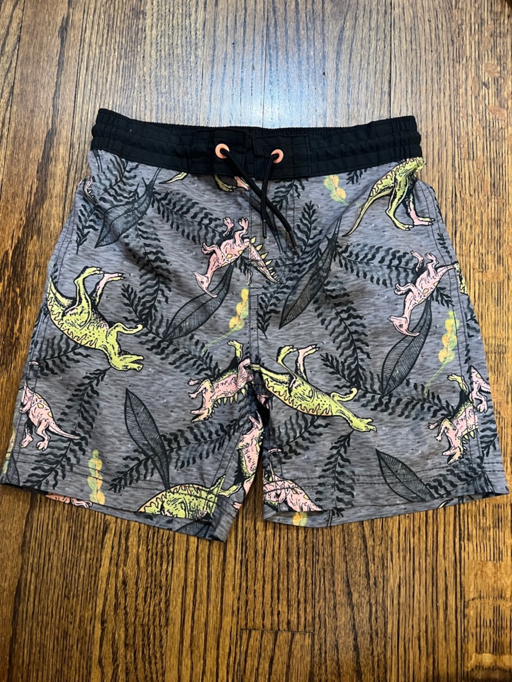Old Navy Boys Board Shorts with Pink & Lime Dinosaur Print